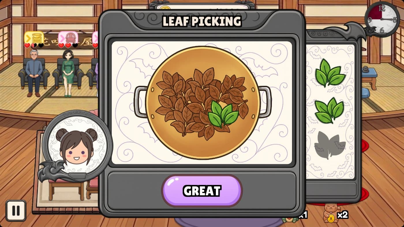 Leaf picking mini-game